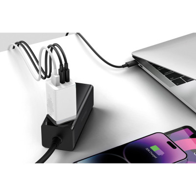 Зарядний пристрій Baseus 2xUSB-C 65W + 1xUSB GaN + cable USB-C to USB-C 100W 1.0m white (CCGP120202) Вінниця - фото 7