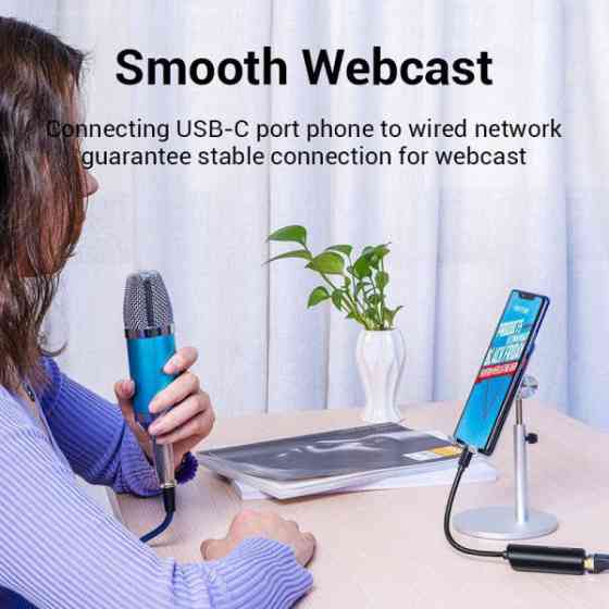 Перехідник USB3.1 Type-C --> Ethernet RJ45 1000 Mb Gigabit Vention (CFBBB) Киев
