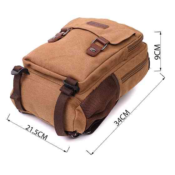 Удобный текстильный рюкзак с уплотненной спинкой и отделением для планшета Vintage 22167 Коричневый Киев