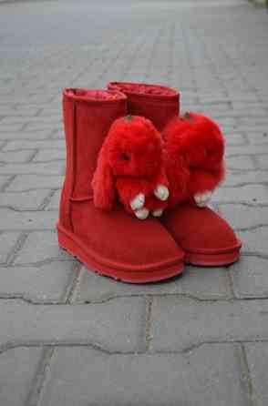 Violeta Угги жіночі Violeta червоні замша натуральна з кроликом 36-54 (1718) Коломыя