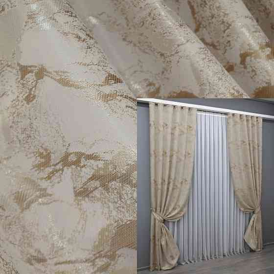 Комплект готовых штор VR-Textil Жаккард Мрамор Al3 № 1595ш Айвори с бежевым 145х270 см 2 шт (33-0459) Киев