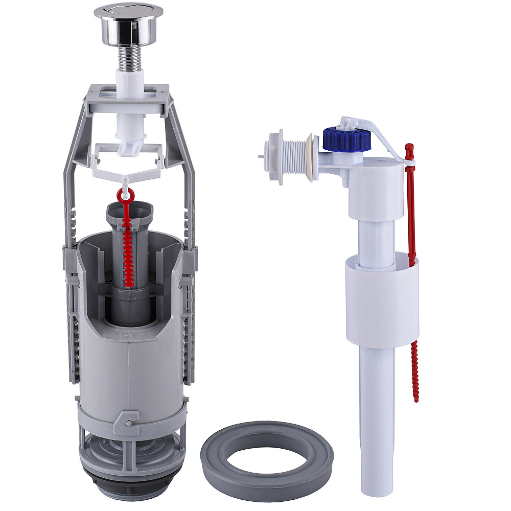 Комплект арматури для зливного бачка з боковою подачею води 1/2″ та двома режимами зливу АБк2-01 Тернопіль - фото 1