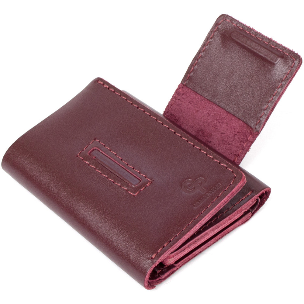 Глянсове шкіряне портмоне GRANDE PELLE 11456 Бордовий Київ - фото 5