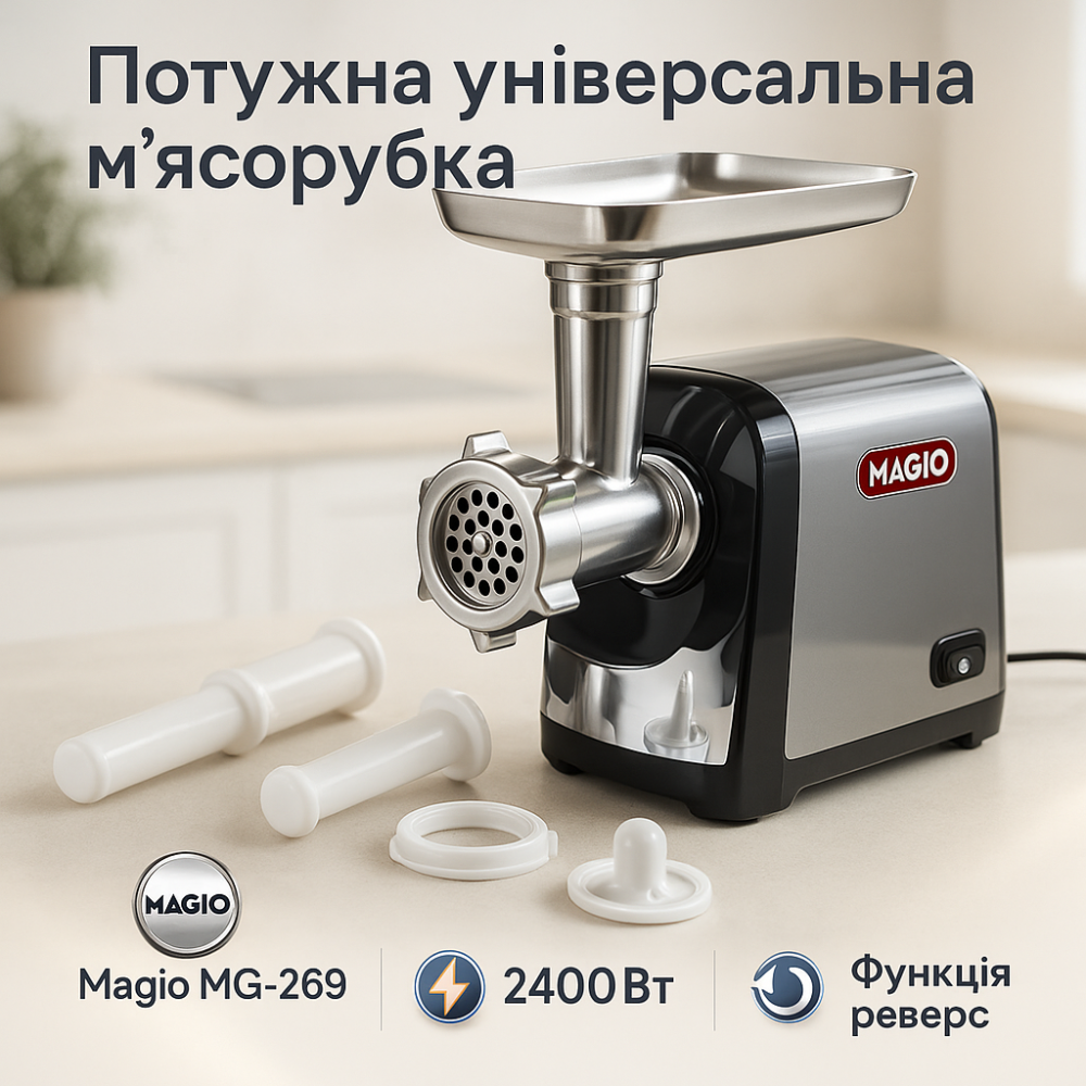 Электрическая мясорубка 2500 Magio, Мощная мясорубка многофункциональная 2 скорости ZX-17 Львов - изображение 16