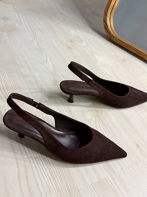 Туфлі жіночі Meideli 2051-38 slingback човники замшеві з перфорацією коричневі, 37, 24 см Київ - фото 3