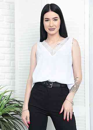 Літня блуза з глибоким декольте "Gloria" оптом | Норма і батал Білий, 50-52 Київ