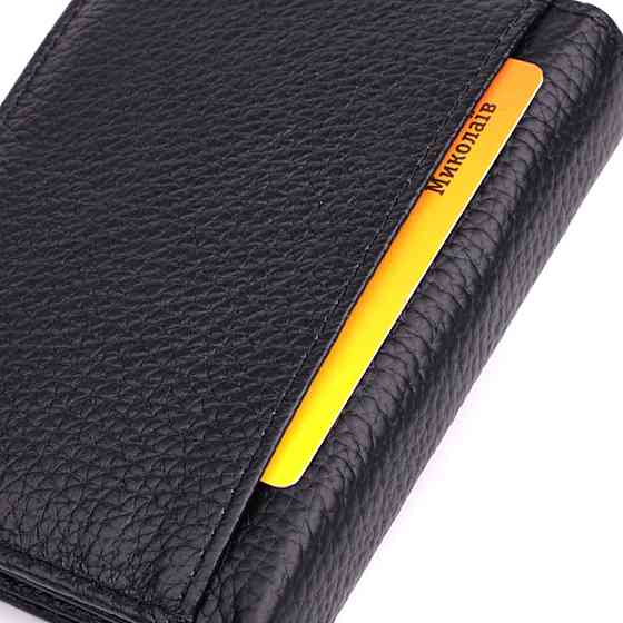 Удобный мужской кожаный кошелек в два сложения Vintage sale_15093 Черный Киев