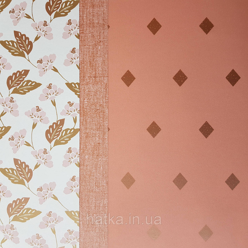 Шпалери вінілові на флізелін Caselio Mystery 0.53х10 м дитячі геометрія яскраві ромби золотисті на рожевому Київ - фото 3