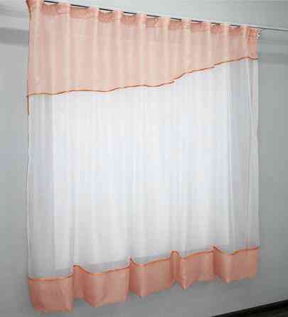 Кухонная занавеска VR-Textil № 047к персиковый с белым 280х170 см (50-276) Киев
