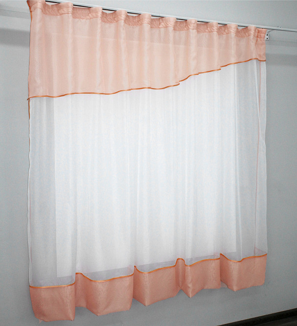 Кухонная занавеска VR-Textil № 047к персиковый с белым 280х170 см (50-276) Киев - изображение 2
