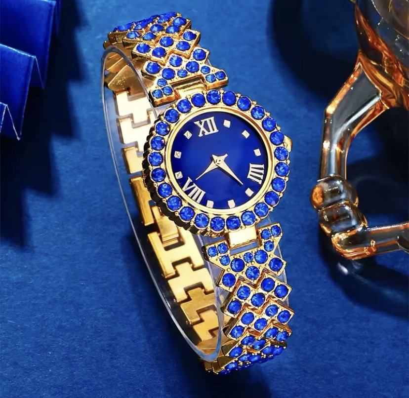 Подарочный набор для женщин Сердце наручные часы кольцо ожерелье и серьги без подарочной коробки синий Киев - изображение 7