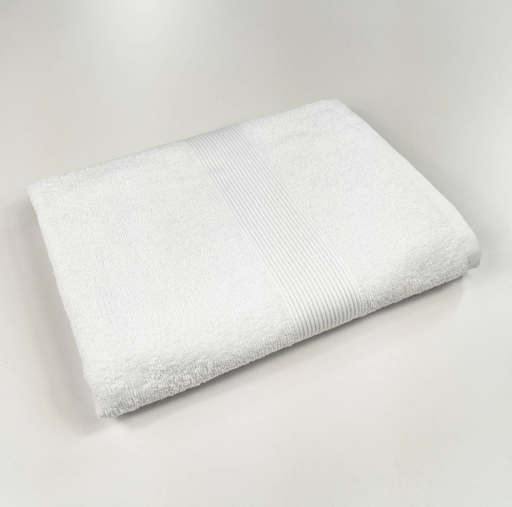 Махровий рушник середнього розміру з Бордюром GM Textile 50х90см 400г/м2 (Білий) Суми - фото 1