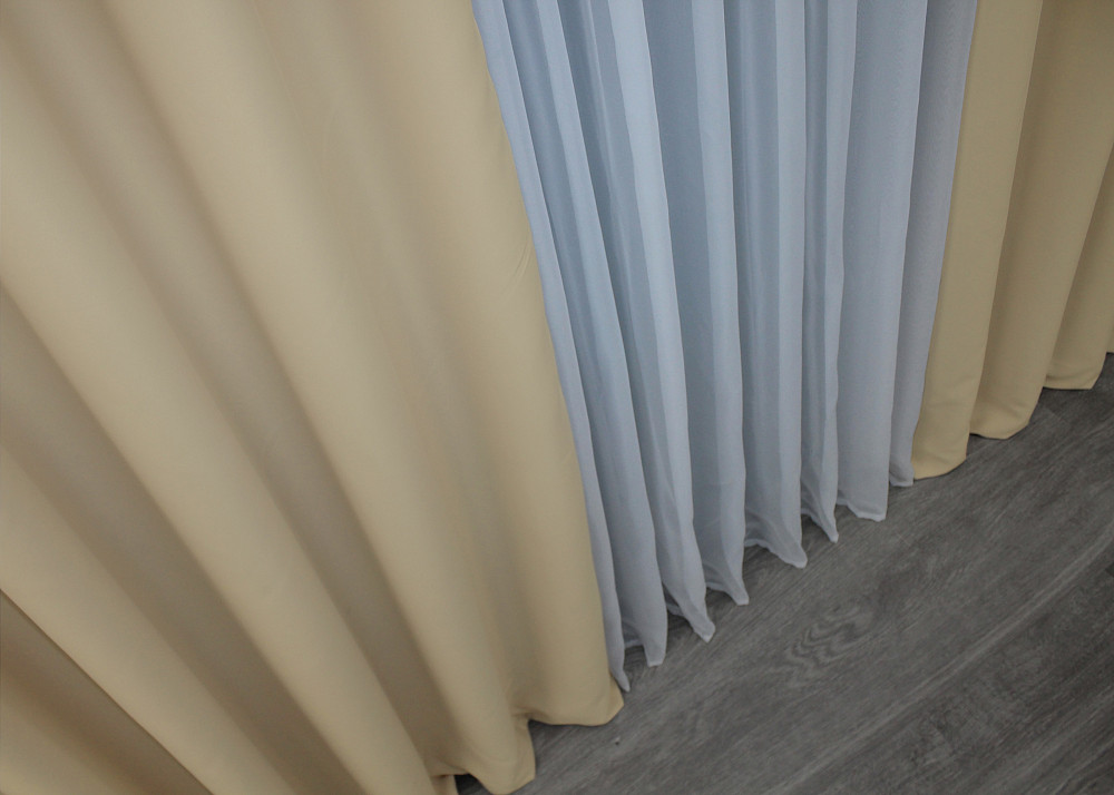 Комплект готовых штор VR-Textil Блэкаут Midnight № 1222ш Кремовый 135х270 см 2 шт (39-987) Киев - изображение 7