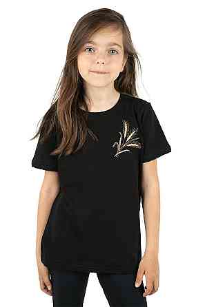Футболка — вишиванка для дівчинки, чорна бавовняна Київ
