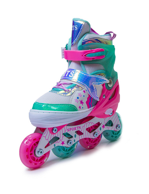 Детские раздвижные ролики Русалочка Scale Sports бирюзовые, размер 29-33. Все колеса светятся Одесса - изображение 7