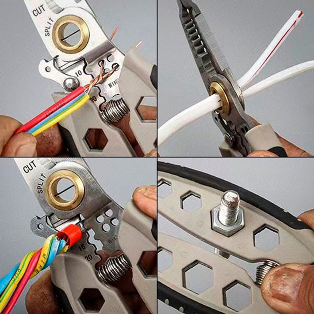 Інструмент для зняття ізоляції 16 в 1, стискання клем, зачистки проводів Мультитул стрипер BE-26 Львів - фото 9