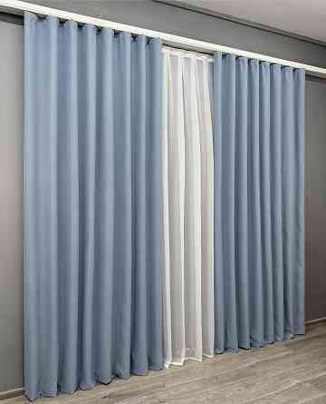 Комплект готових штор VR-Textil Блекаут двосторонній ASHEN NIGHT № 1839ш Блакитний 200х290 см 2 шт (32-201) Київ