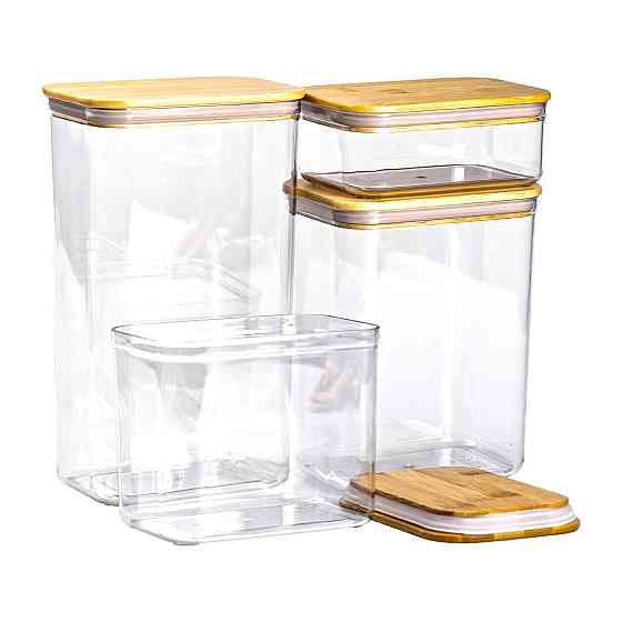 Набір банок для сипучих продуктів з бамбуковими кришками Київ