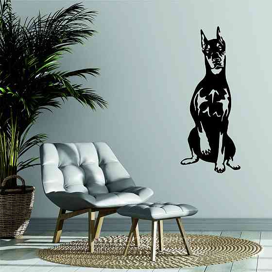 Декоративне настінне Панно «Доберман», Декор на стіну 70*28 см, Чорний Київ