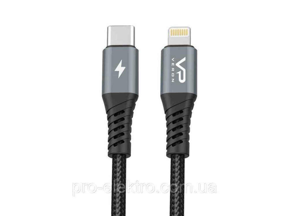 Кабель Lightning USB C to 60W (1m) - CL09 Nylon ТМ Veron Solmir Киев - изображение 1