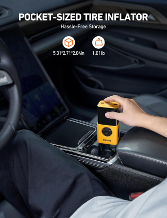 Портативный компрессор AstroAI L7S 150 PSI, 4000 мАч, цифровой манометр, автостоп, LED, 5 режимов, желтый Киев