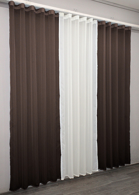 Комплект з шифону, декоративна гардина колір венге з молочним 002дк (н123-н105) Київ - фото 2