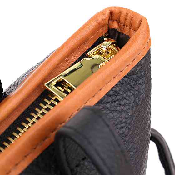 Женская кожаная сумка с коричневой вставкой на лицевой стороне Vintage 22997 Черный Киев