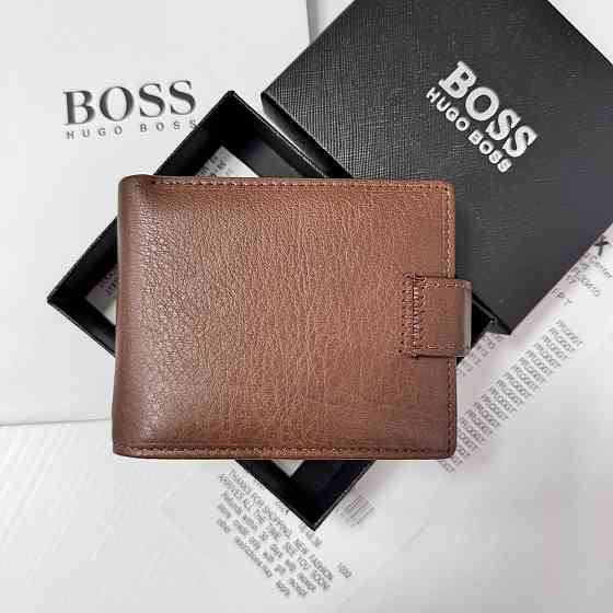 Мужское кожаное портмоне на магните Boss (82081) коричневый Киев