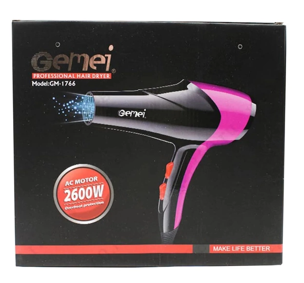 Фен для сушіння волосся GEMEI GM-1766 2600вт, 2 швидкості, 3 температурні режими,насадка концентратор АС 5198 Одеса - фото 6