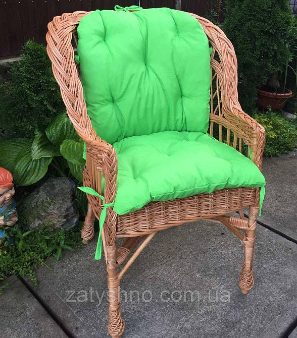 Крісло плетене з лози з накидкою Київ - фото 3