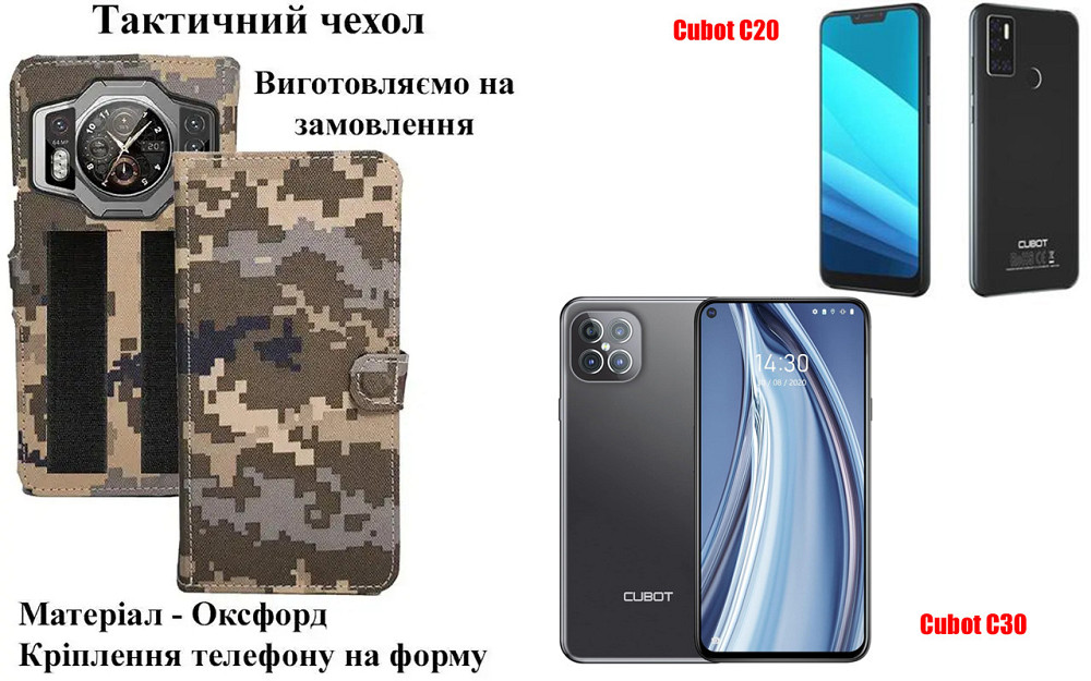 Тактический чехол для Blackview Shark 8, Shark 9, крепится к снаряжению на липучке Киев - изображение 1