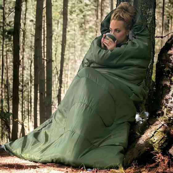 Спальный мешок демисезонный, 200х60см, Хаки / Спальник с капюшоном / Утепленный спальный мешок Киев