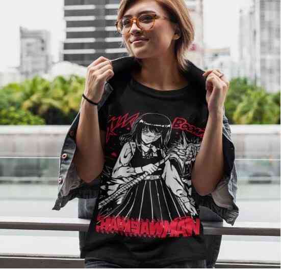 Футболка для хлопчика з аніме принтом Людина-бензопила оверсайз (зріст від 165 до 180) Чорний AnimeJ0889m Дніпро