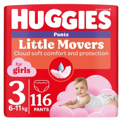 Подгузники Huggies Little Movers/Pants 3 M-Pack 6-11 кг для девочек 116 шт (5029054568033) Винница - изображение 1