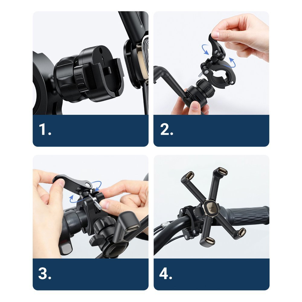 Вело-мото тримач для смартфона Baseus Quick to take cycling Holder SUQX-01 (Чорний) Миколаїв - фото 8