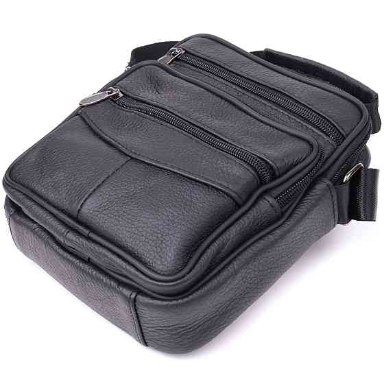 Небольшая вертикальная сумка для мужчин из натуральной кожи Vintage sale_15099 Черный Киев