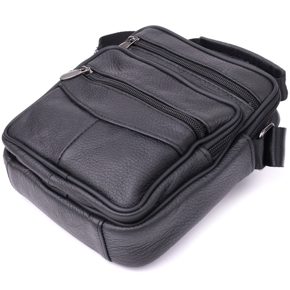 Небольшая вертикальная сумка для мужчин из натуральной кожи Vintage sale_15099 Черный Киев - изображение 5