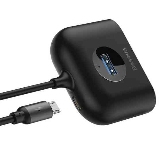 HUB адаптер Baseus Square Round 4in1 USB 3.0 to 1USB 3.0+3 USB 2.0+1micro USB CAHUB-AY01 (Чорный) Миколаїв
