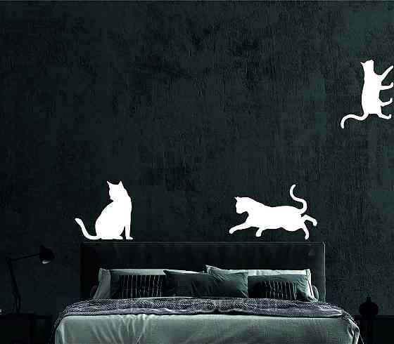 Декоративне настінне Панно «Коти», Декор на стіну 50*40 см. (3шт.), Білий Київ