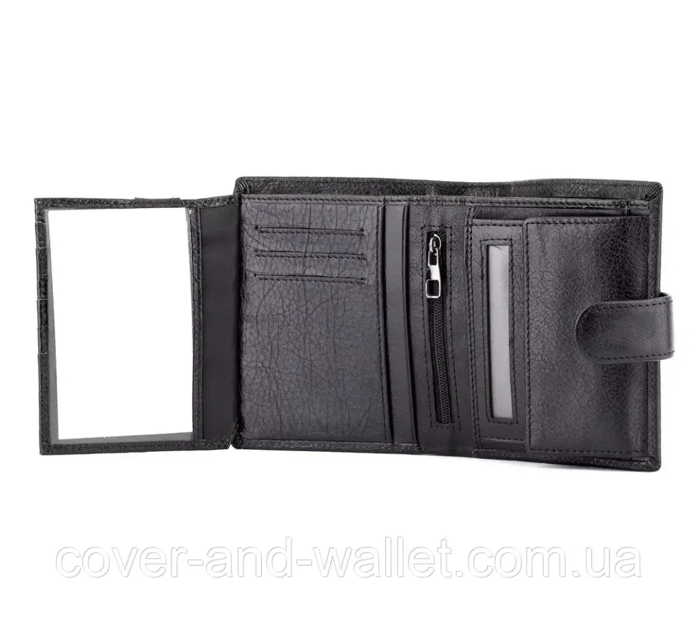 Небольшое мужское портмоне вертикального типа из натуральной черной кожи Marco Coverna MC 010-894 Киев - изображение 8