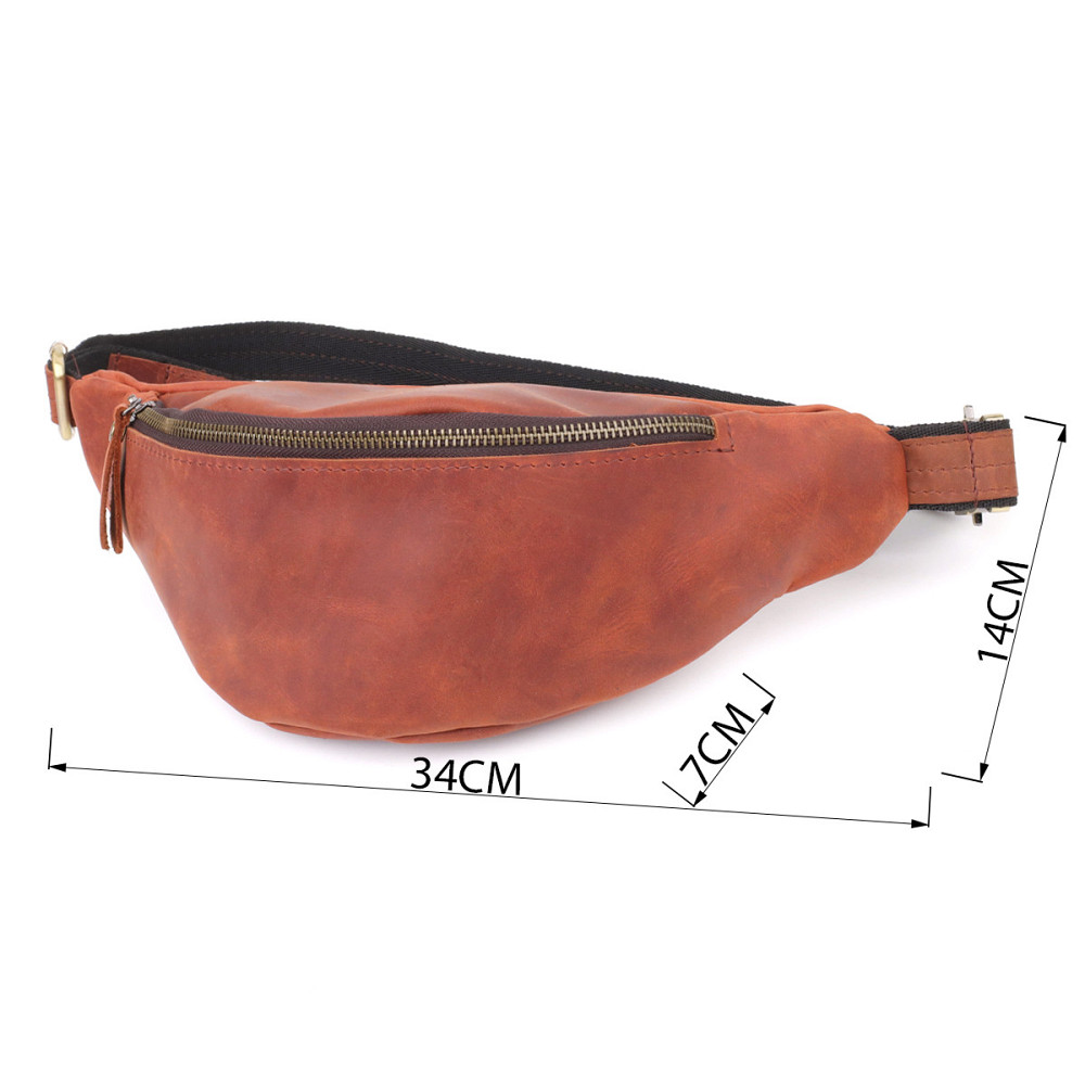 Бананка для мужчин отменного качества из винтажной натуральной кожи Рыжий (SHVIGEL) Киев - изображение 7