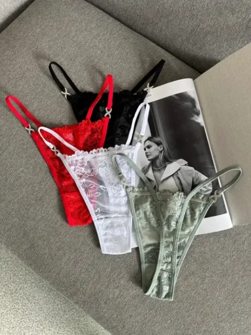 Женские стринги с кружевами размер М цвет красный Киев - изображение 1