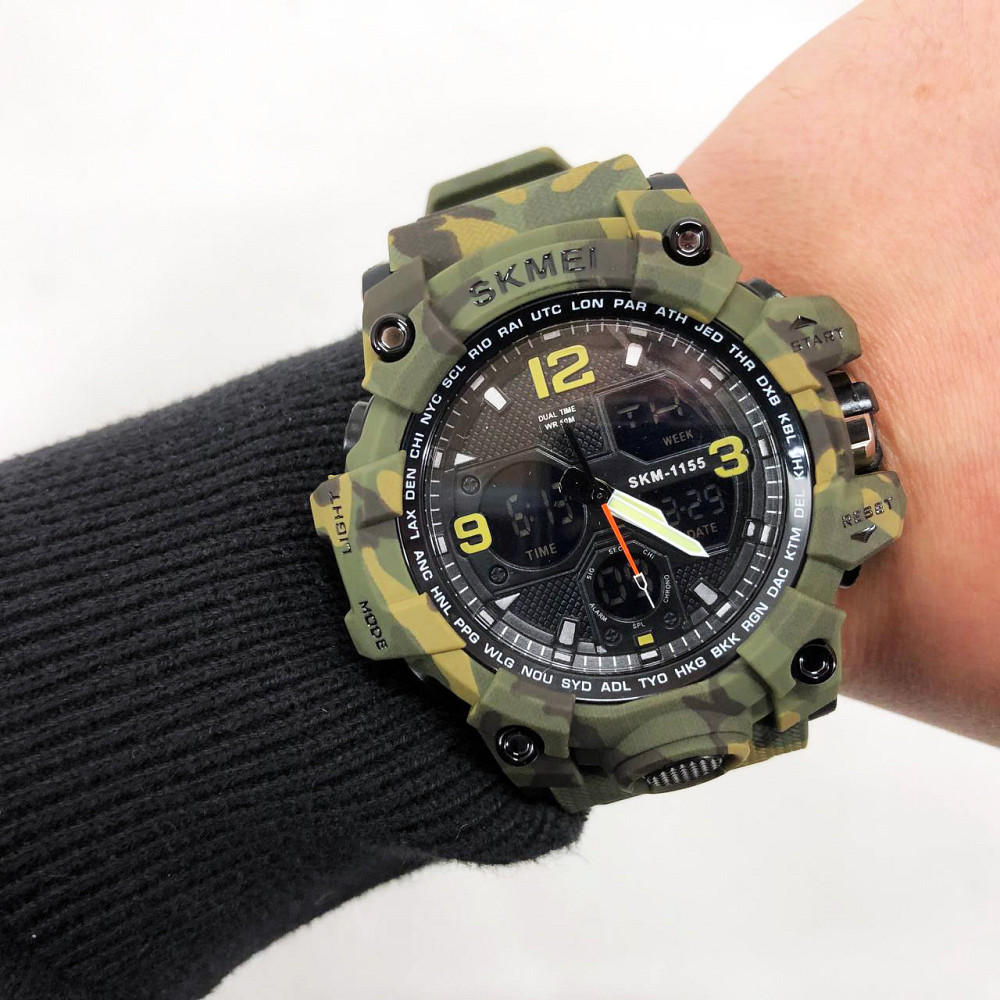 Спортивные часы мужские водонепроницаемы SKMEI 1155BCMGN GREEN CAMO, Часы военной тематики DS-71 Львов - изображение 9