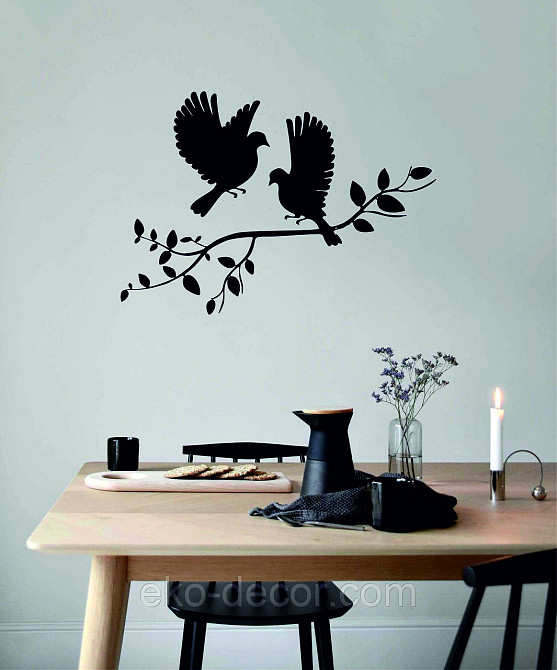 Декоративное настенное Панно «Птички Два голубя», Декор на стену 70*44 см, Черный Киев - изображение 2