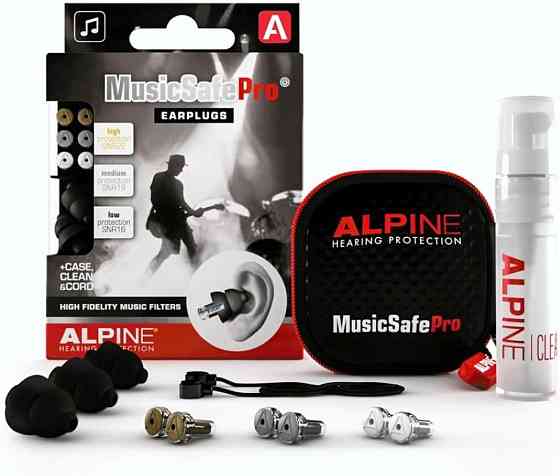 Беруші Alpine Pro для музикантів з трьома фільтрами 16/19/22 дБ пластикові чорні для концертів і студій Київ