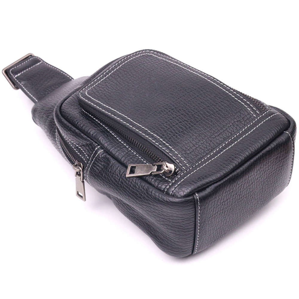 Чоловіча сумка через плече з натуральної шкіри Чорна (Vintage) Київ - фото 9