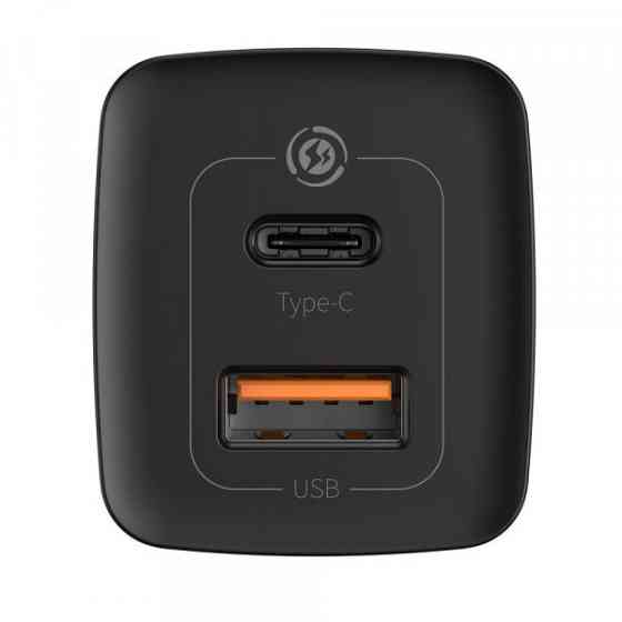 Зарядний пристрій 2xUSB 65W GaN (USB-C+USB-A) Чорний Baseus (CCGAN2L-B01) Київ