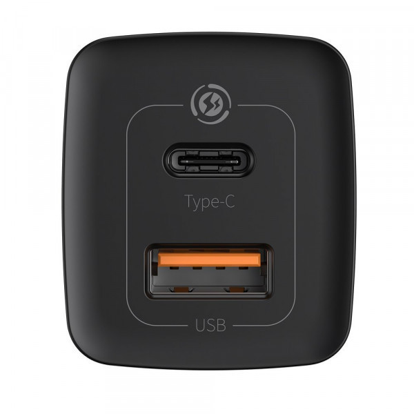 Зарядний пристрій 2xUSB 65W GaN (USB-C+USB-A) Чорний Baseus (CCGAN2L-B01) Київ - фото 4