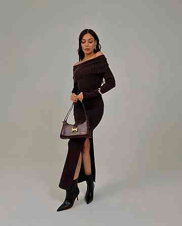 Женское стильное привлекательное платье с разрезом на ноге Ангора рубрик Шоколад Одесса