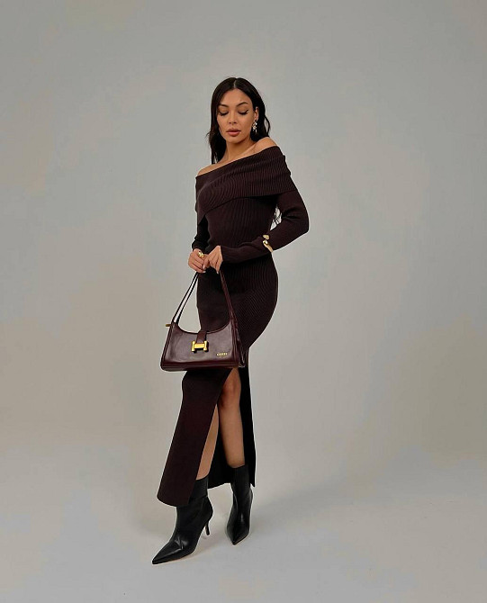 Женское стильное привлекательное платье с разрезом на ноге Ангора рубрик Шоколад Одесса - изображение 1